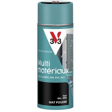 Peinture extérieure Multi-matériaux V33 Noir RAL 9005 Mat poudré 400ml