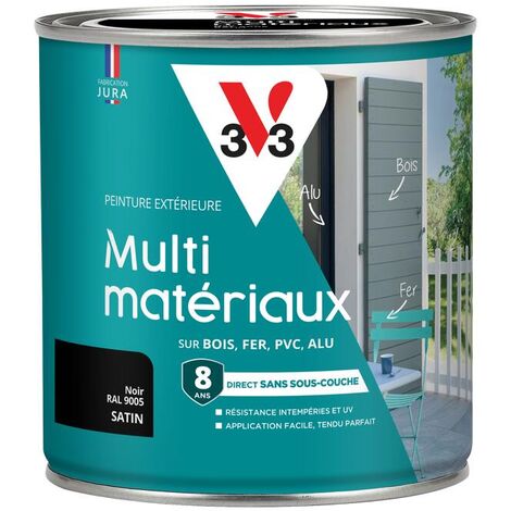 Peinture extérieure Multi-matériaux V33 Noir RAL 9005 Satin 0,5L