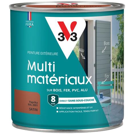 Peinture extérieure Multi-matériaux V33 Paprika RAL 2001 Satin 0,5L
