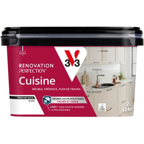 Peinture cuisine Rénovation perfection® V33 Blanc satin 2L