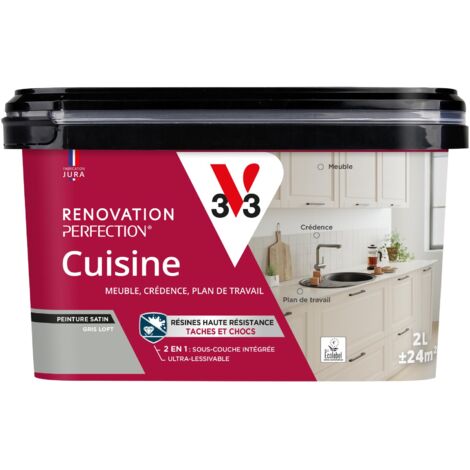 Peinture cuisine Rénovation perfection® V33 Gris loft satin 2L