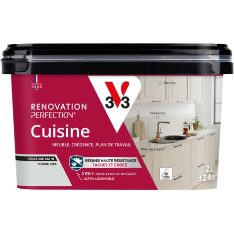 Peinture cuisine Rénovation perfection® V33 Tendre gris satin 2L