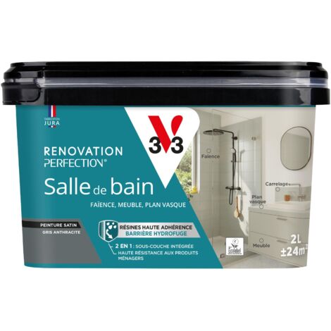 Peinture salle de bain Rénovation perfection® V33 Gris anthracite satin 2L