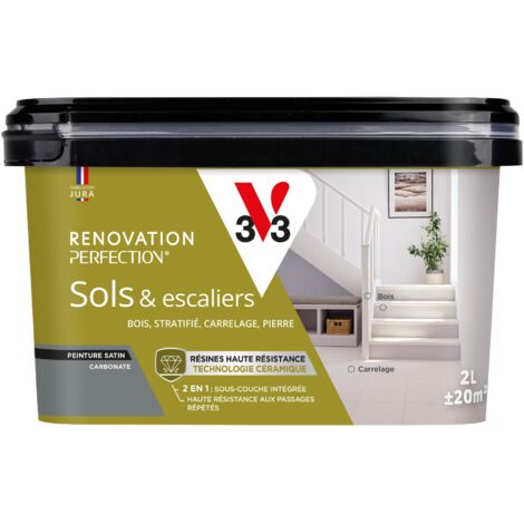 Peinture sols & escaliers Rénovation perfection® V33 Carbonnate satin 2L