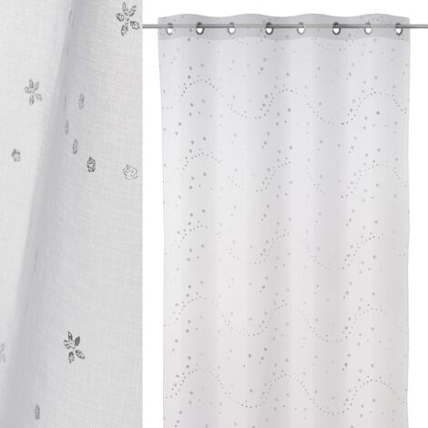 Voilage Blanc Vintage Avec Motif Arbres – 2,5m X 1,1m, Riflette, Sans Repassage