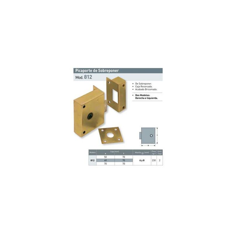 Picaporte Sobreponer Urko 812/60x70 BICROMATADO