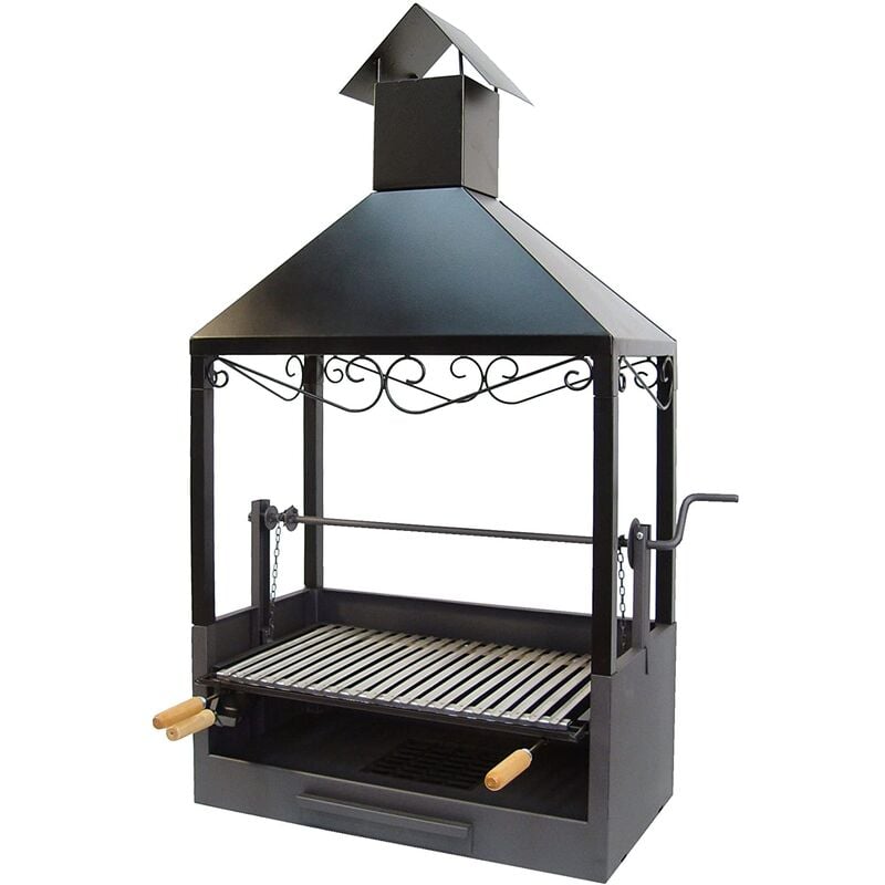 Barbacoa de Carb�n y Le�a Imex el Zorro parrilla Inoxidable Chimenea y Elevador 73x40x139cm