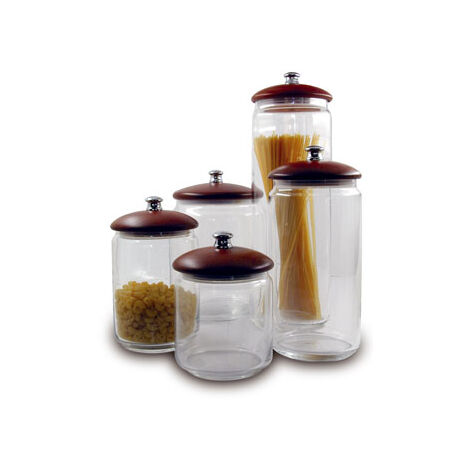 Bote cristal Spaghetti con tapa de madera Mani