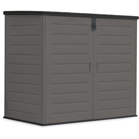 Wasabi Gartenschuppen Kunststoff mit Boden 1170 L - 140x82x124cm – Mülltonnenbox 2er - Wetterfest - Doppeltür und Scharnierdeckel