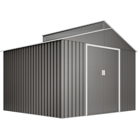 Gartenhaus Metall 7,25m2 Björn – 282x257x222cm - Hochwertige Metallic-Farbe – Oberlicht - Doppelte Schiebetür - Geräteschuppen XL