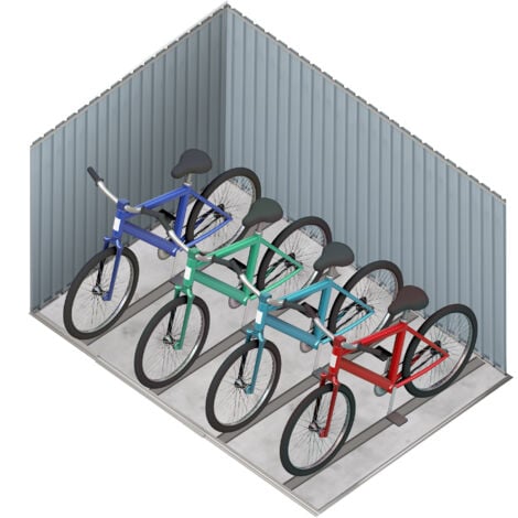 Fahrradgarage Metall 4 Fahrräder 4,2m2 Nyon – 206x204x163cm - 4 Fahrradspuren enthalten - Breite Doppeltüren