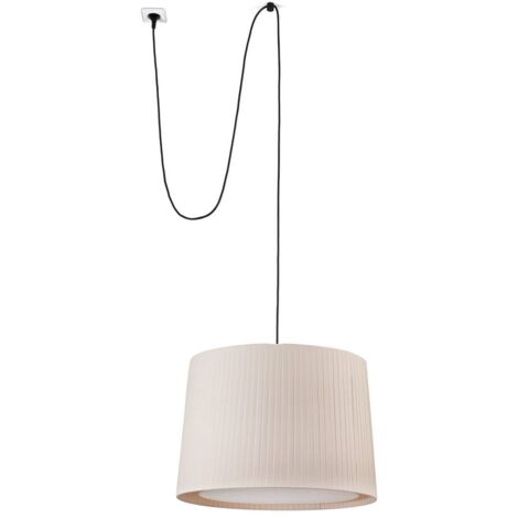 Faro SAMBA Schwarze, beige zylindrische Pendelleuchte mit Stecker