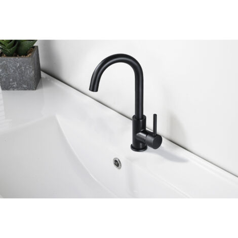 Robinet De Salle De Bain Ideal Standard Ceraline - Mitigeur Lavabo Rehaussé Noir Mat, Bec Fixe, Sans Vidage