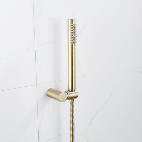 Fortifura calvi ensemble de douche à main avec support de douche debout et flexible anti-torsion en laiton brossé (1/5)
