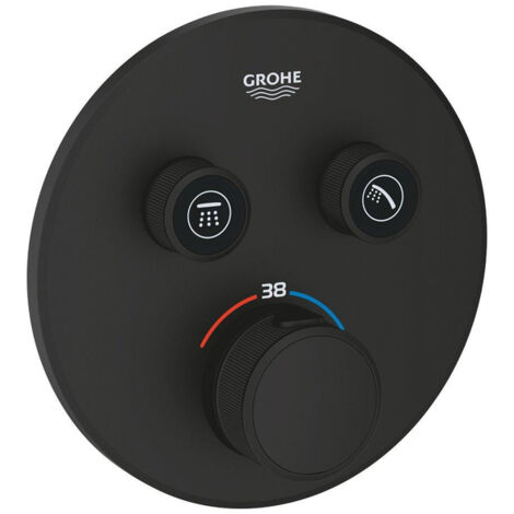 Grohe – Mitigeur encastré thermostatique Grohtherm SmartControl noir mat – Laiton – Débit 29 l/min – Butée de sécurité 38 °C
