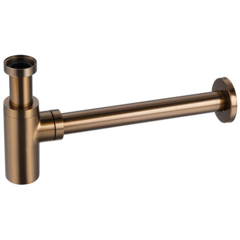 Fortifura – Siphon de sol en inox – Cuivre brossé PVD – Longueur 90cm – Sortie horizontale pour installation facile (1/5)
