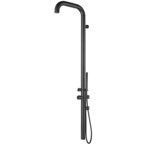 FugaFlow Colonne de douche - inox 316 - douchette à main - modèle mural - noir mat (1/5)
