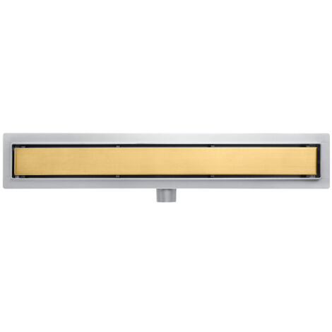 Fortifura Galeria Grille d'évacuation douche - réversible - 179.4x5.3x0.7cm - Laiton brossé (doré) (1/5)