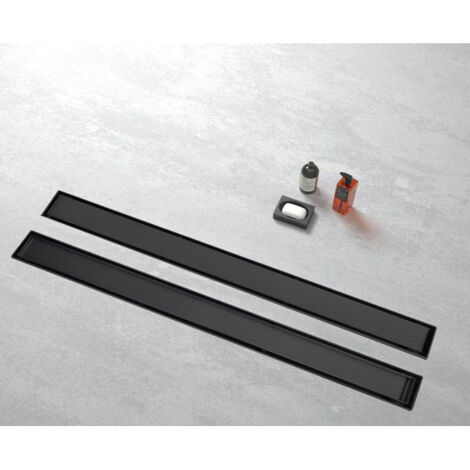 Fortifura Galeria Grille d'évacuation douche - réversible - 59.4x5.3x0.7cm - Noir mat (1/5)