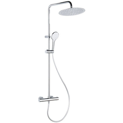 FugaFlow Efficiente Sobrado ensemble de douche à effet pluie avec thermostat douche de tête 30cm douchette à main 3 positions chrome 110cm (1/5)