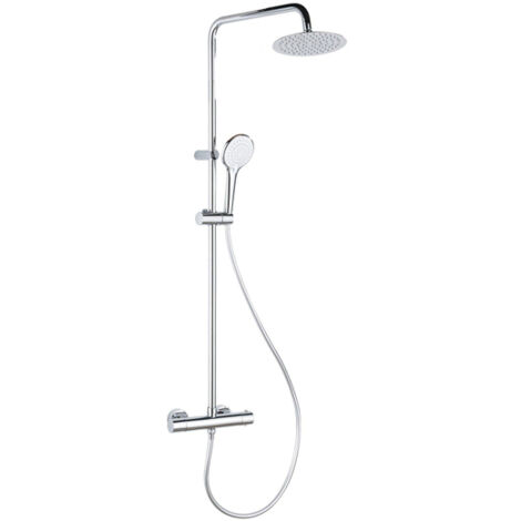FugaFlow Efficiente Sobrado Ensemble de douche à effet pluie avec thermostat douche de tête 20cm douchette à main 3 positions chrome (1/5)
