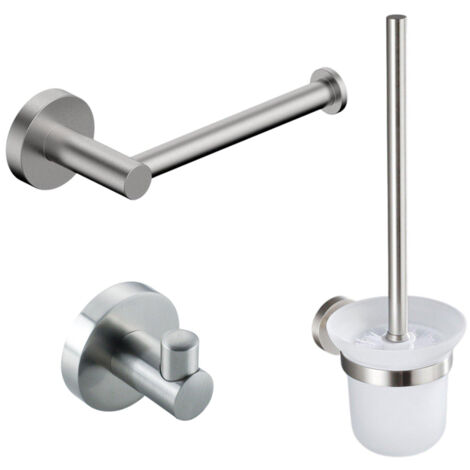FugaFlow Eccelente Sobrado ensemble de toilette 3 pièces en acier inoxydable brossé (1/4)