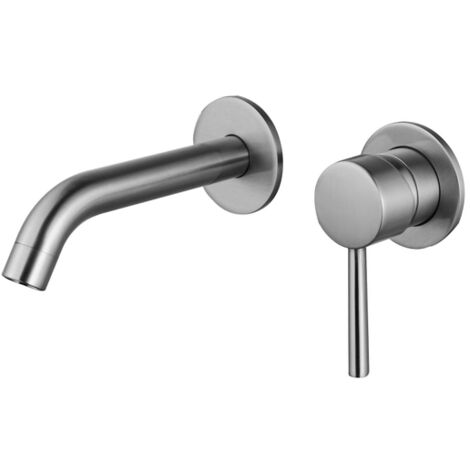 FugaFlow Eccelente Sobrado Robinet lavabo encastrable 2 trous avec partie encastrable Inox brossé (1/4)