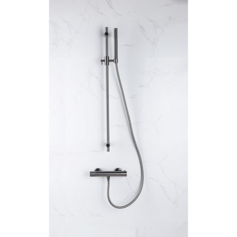 FugaFlow Eccelente Sobrado Ensemble de douche barre curseur avec douchette stick, flexible lisse et robinet de douche Gunmetal PVD (1/4)