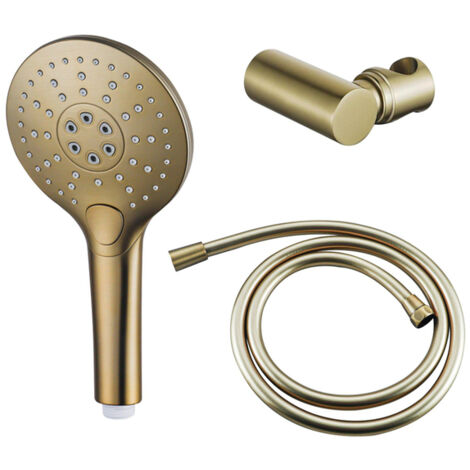 Fortifura Calvi Douchette à main - Ø12 cm - rond - 3 jets - avec support - flexible lisse - 150 cm - Laiton brossé PVD (1/4)
