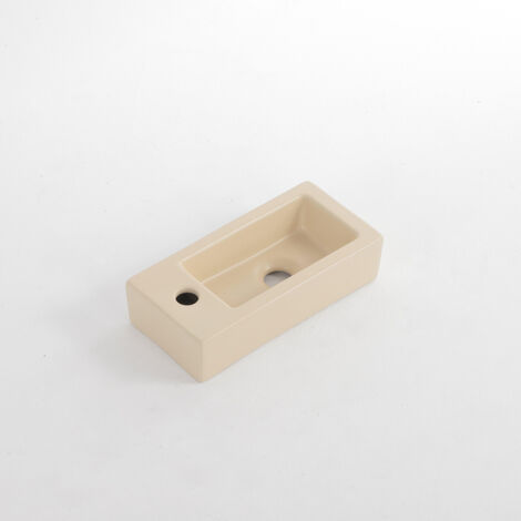 Fortifura Fuente lave-mains - 38x18.5x9 cm - céramique - trou pour robinet à gauche - beige mat