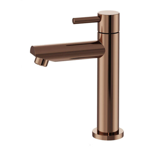 Robinet lave-mains à poser 14,4 cm – 1 trou – Finition cuivre brossé PVD – Installation simplifiée pour salle de bain