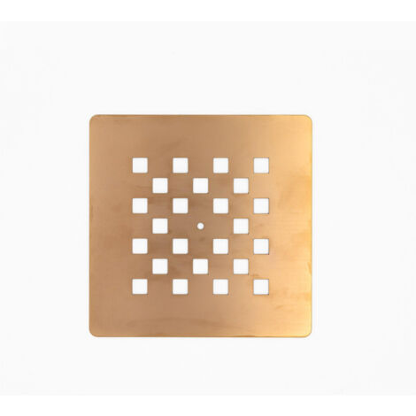 Fortifura – Grille vidage de douche carrée 13.1x13.1cm – Cuivre brossé – Matériau marbre minéral – Pour siphon standard