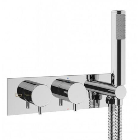 Robinet de douche encastré Crosswater MPRO 27.5x12cm thermostatique avec ensemble de douchette chrome (1/2)