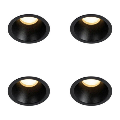 QAZQA Dept Spot encastrable - lot de 4 - 7.8x7.8x6.5cm - à intensité réglable - IP44 - Rond - Noir (1/5)