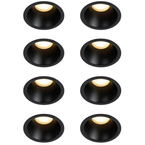 QAZQA Dept Spot encastrable - lot de 8 - 7.8x7.8x6.5cm - à intensité réglable - IP44 - Rond - Noir (1/5)