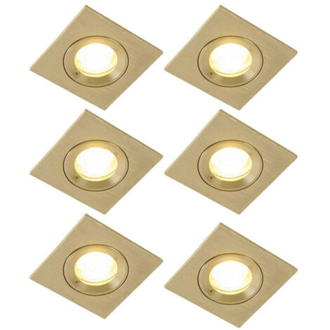QAZQA Xena Spot encastrable - lot de 6 - 8x8cm - IP44 - Carré - Laiton (doré) (1/5)