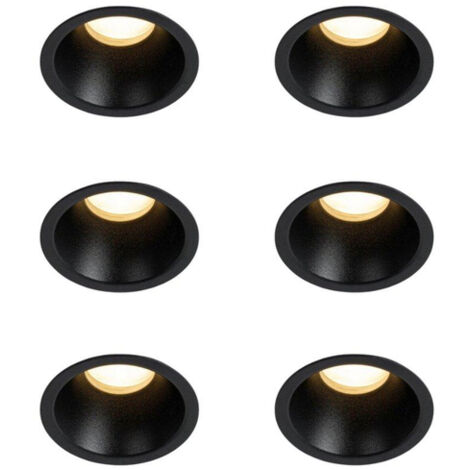 QAZQA Dept Spot encastrable - lot de 6 - 7.8x7.8x6.5cm - à intensité réglable - IP44 - Rond - Noir (1/5)