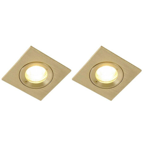 QAZQA Xena Spot encastrable - lot de 2 - 8x8cm - IP44 - Carré - Laiton (doré) (1/5)