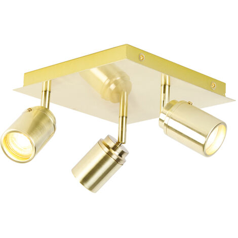 QAZQA ducha - Spot plafond, plafonnier - 3 lumière - L 23 cm - Doré/Laiton - Moderne - éclairage intérieur - Salle de bains