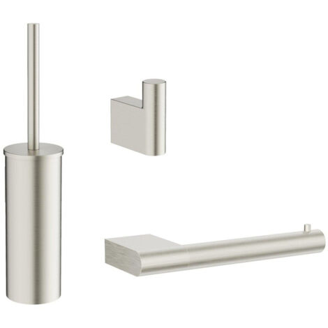 Crosswater MPRO Ensemble accessoires wc - brosse toilette et support - crochet serviette - porte papier - Inox brossé (1/4)