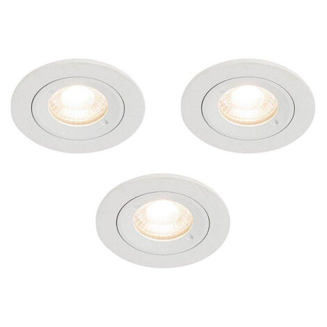 QAZQA Xena Spot encastrable - lot de 3 - 8x8cm - IP44 - Rond - Blanc (1/5)
