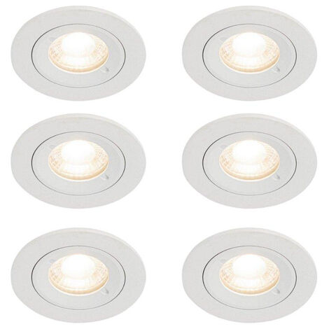 QAZQA Xena Spot encastrable - lot de 6 - 8x8cm - IP44 - Rond - Blanc (1/5)