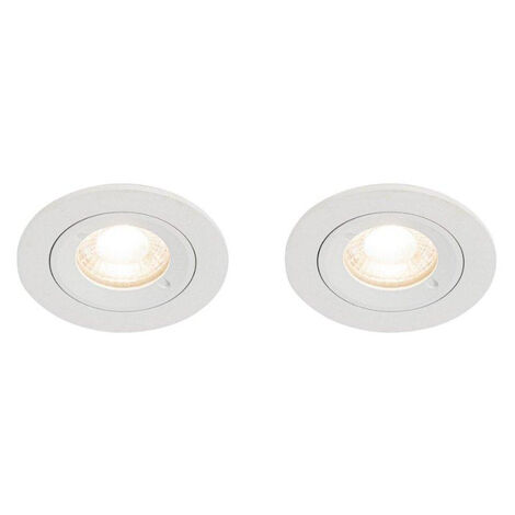 QAZQA Xena Spot encastrable - lot de 2 - 8x8cm - IP44 - Rond - Blanc (1/5)