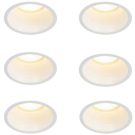 QAZQA Dept Spot encastrable - lot de 6 - 10.5x10.5x10.4cm - à intensité réglable - IP44 - Rond - Blanc (1/5)