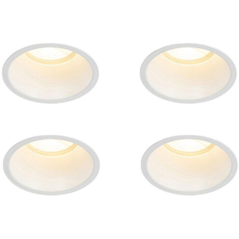 QAZQA Dept Spot encastrable - lot de 4 - 10.5x10.5x10.4cm - à intensité réglable - IP44 - Rond - Blanc (1/5)