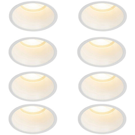 QAZQA Dept Spot encastrable - lot de 8 - 10.5x10.5x10.4cm - à intensité réglable - IP44 - Rond - Blanc (1/5)