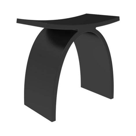 Tabouret de douche noir mat 43x23,5x43 cm – surface solide – pour salle de bain moderne – design hémisphérique