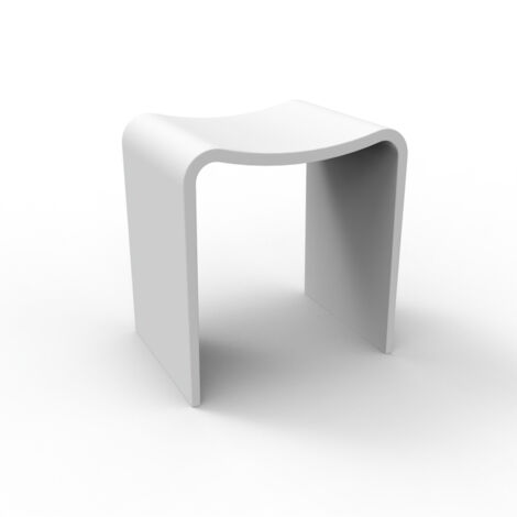 ZEZA Solid Tabouret de salle de bains - 40x30x43 cm - solid surface - blanc mat (1/4)