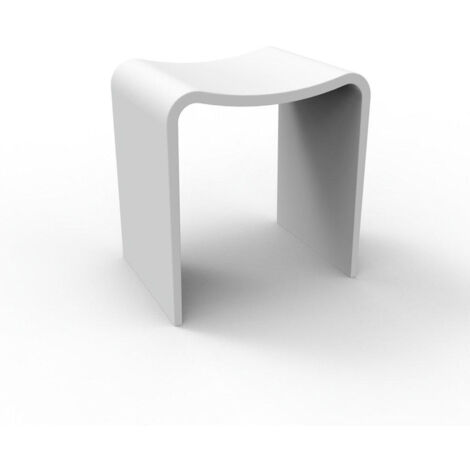 Fugaflow Caria Tabouret salle de bain - 40x30x43cm - solid surface - blanc mat