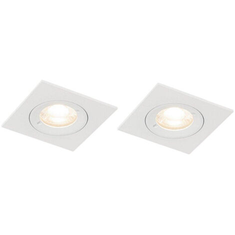 QAZQA Xena Spot encastrable - lot de 2 - 8x8cm - IP44 - Carré - Blanc (1/5)